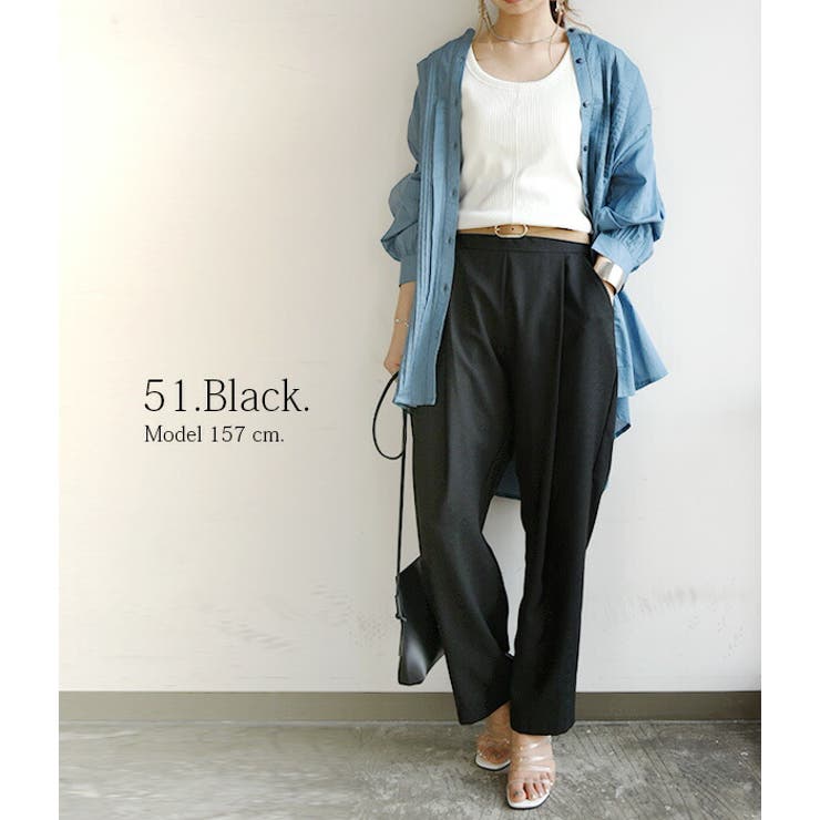 パンツ レディース リネンライク深タックパンツボトムス[品番