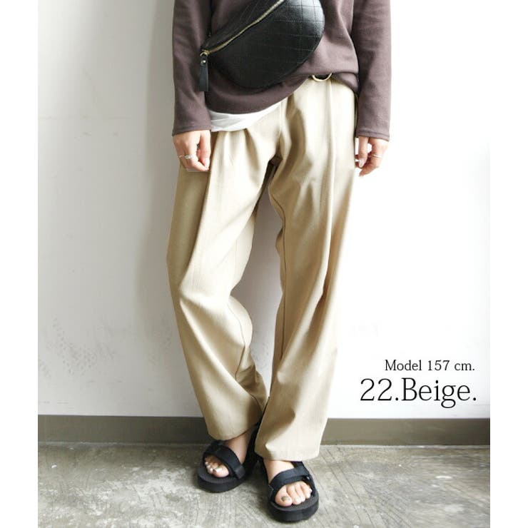 パンツ レディース リネンライク深タックパンツボトムス[品番
