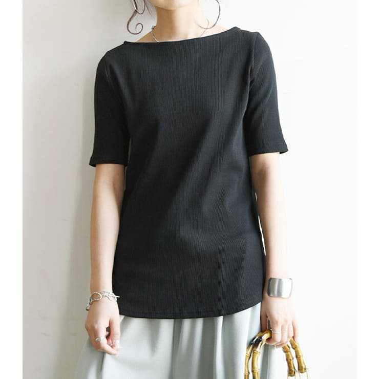 カットソー レディース コットンリブボートネック5分袖カットソー【受注発注】【M… | and it  | 詳細画像11 