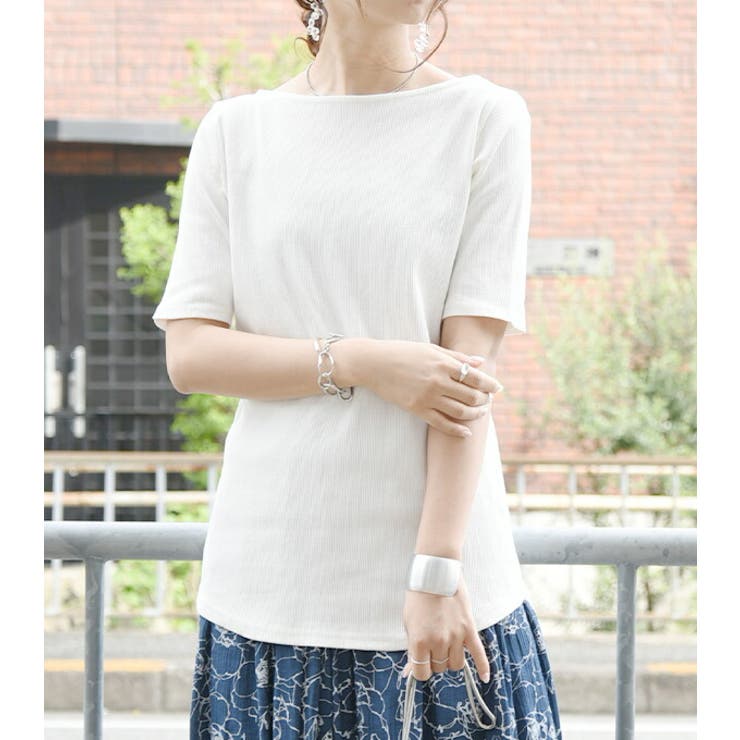 カットソー レディース コットンリブボートネック5分袖カットソー【受注発注】【M… | and it  | 詳細画像4 