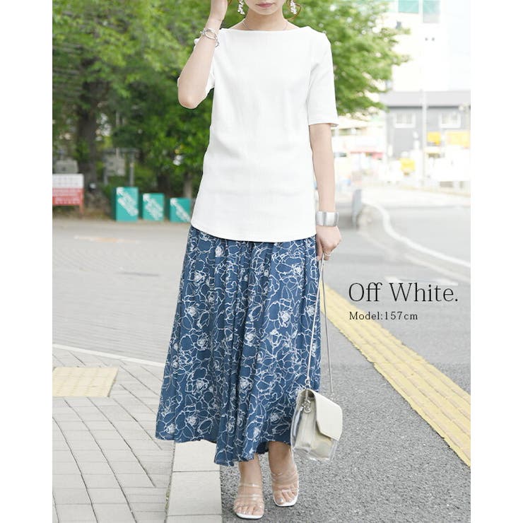 カットソー レディース コットンリブボートネック5分袖カットソー【受注発注】【M… | and it  | 詳細画像6 