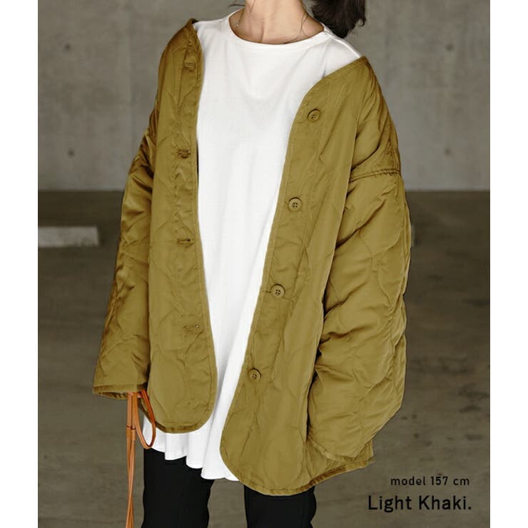 WACCアイボリー キルティング ノースリーブジャケット ワイドキルティングジャケット レディース キルト 軽量 軽い ゆったり