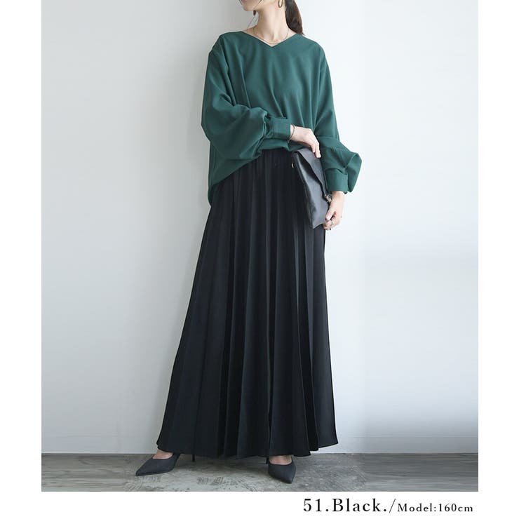シワになりにくいロング丈プリーツスカート スカート 秋冬[品番