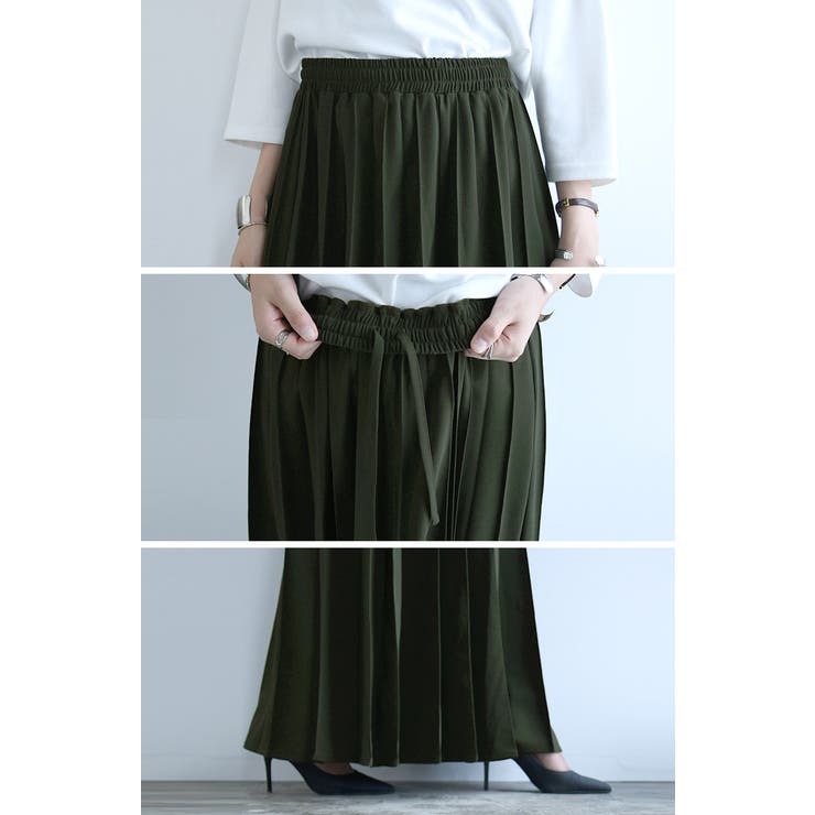 シワになりにくいロング丈プリーツスカート スカート 秋冬[品番