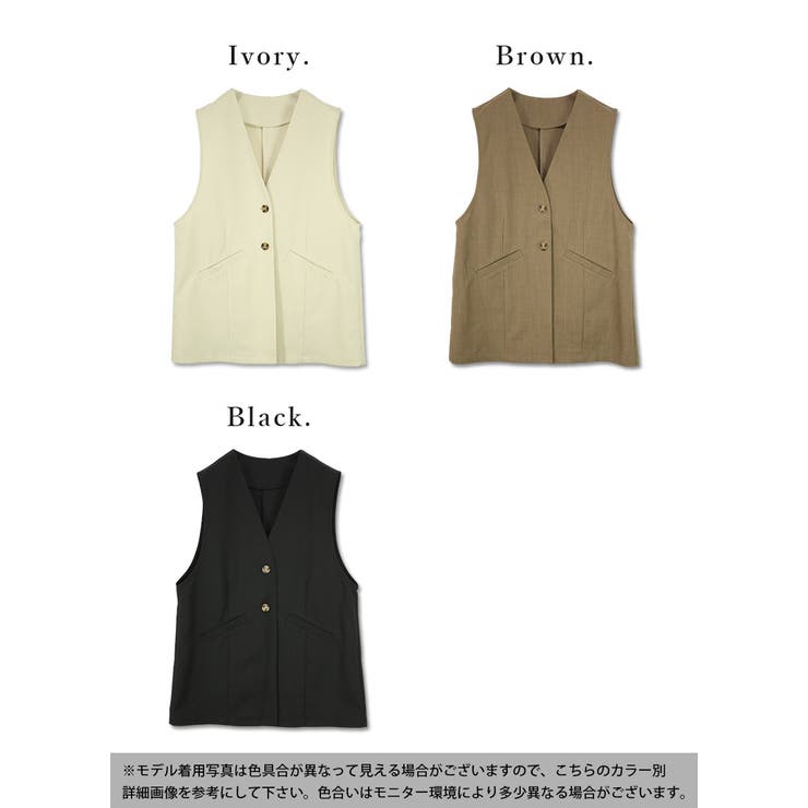 リネンライクノーカラージレ ジレ ベスト[品番：ZX000006481
