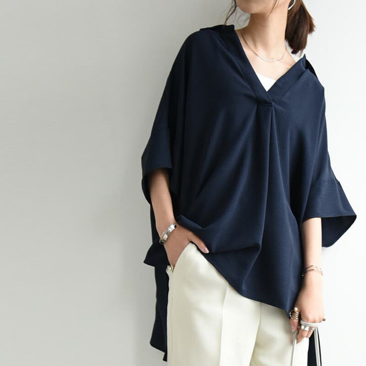 Demi-Luxe BEAMS｜ドロップショルダー スキッパーシャツ