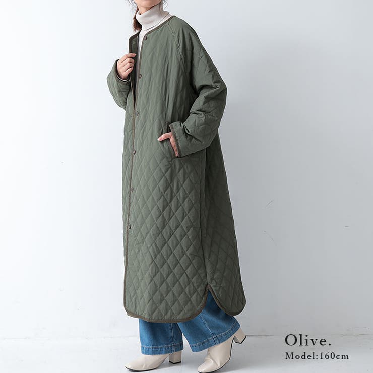 キルティングロングコート コート レディース[品番：ZX000006542]｜and