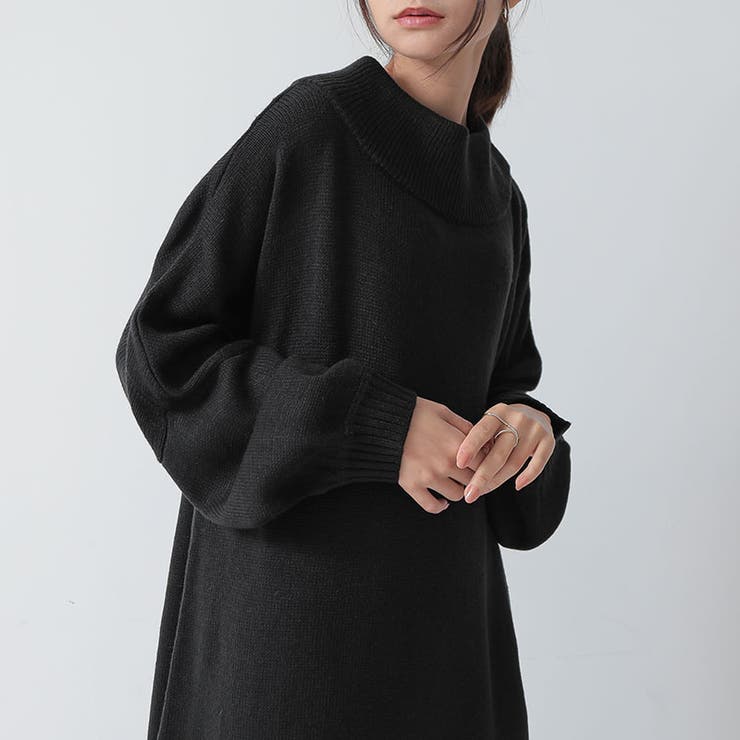 Aラインロングニットワンピース ワンピース ニット[品番：ZX000006569