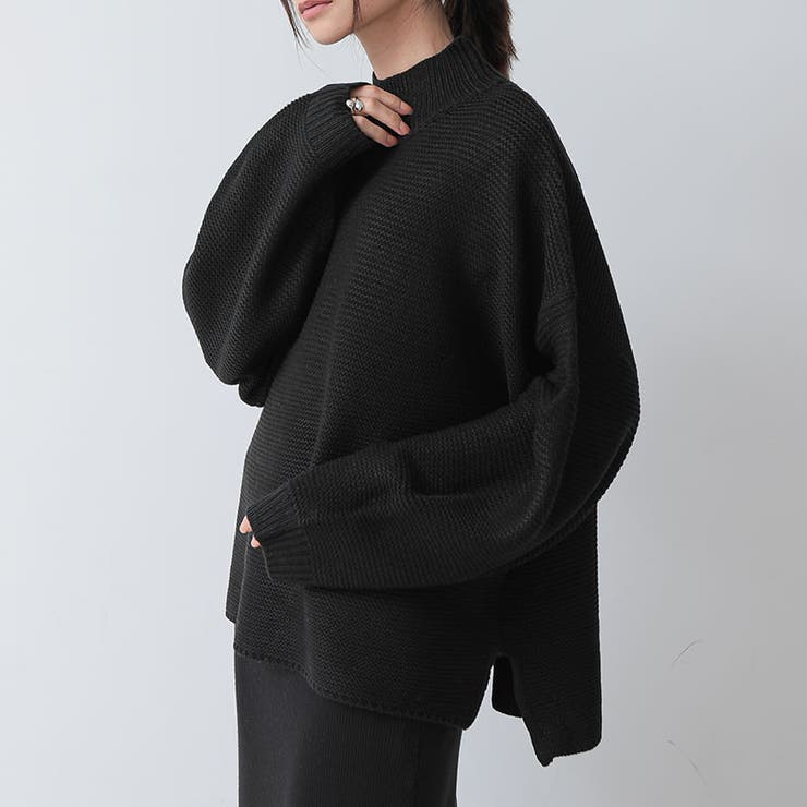 パール編みハイネックぽわん袖ニット ニット レディース[品番