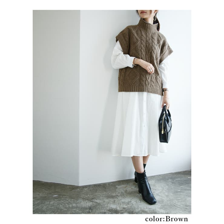 タートルケーブルニットベスト ニット ベスト | and it  | 詳細画像11 