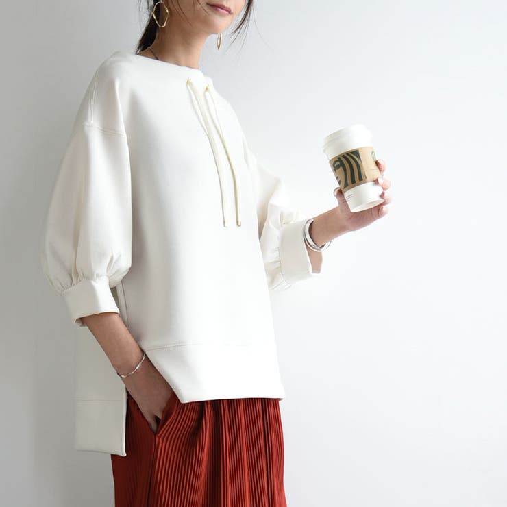 ダンボールルーズハイネック5分袖プルオーバー トップス レディース | and it  | 詳細画像7 