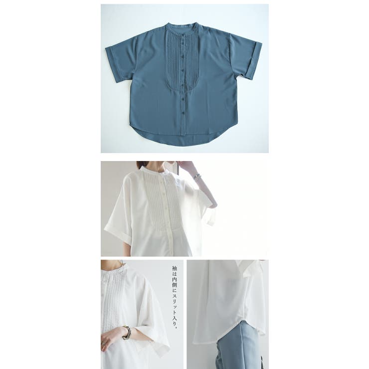 ピンタックワイドスリーブシャツ シャツ ブラウス[品番