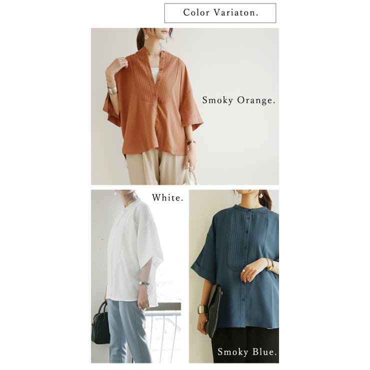 ピンタックワイドスリーブシャツ シャツ ブラウス[品番