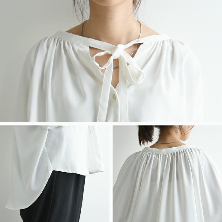 防汚加工リボンブラウス トップス ブラウス | and it  | 詳細画像16 