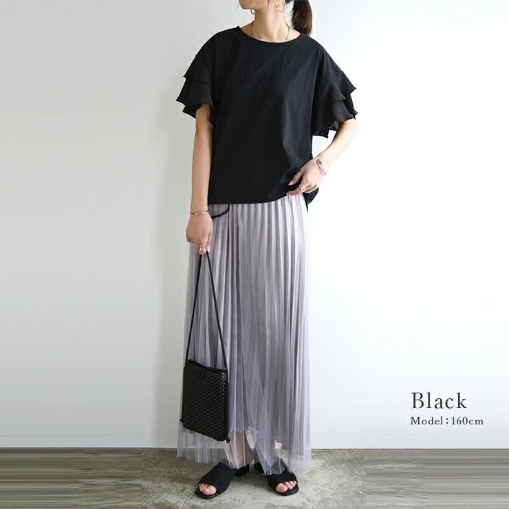 異素材切替ティアード袖プルオーバー トップス レディース | and it  | 詳細画像6 