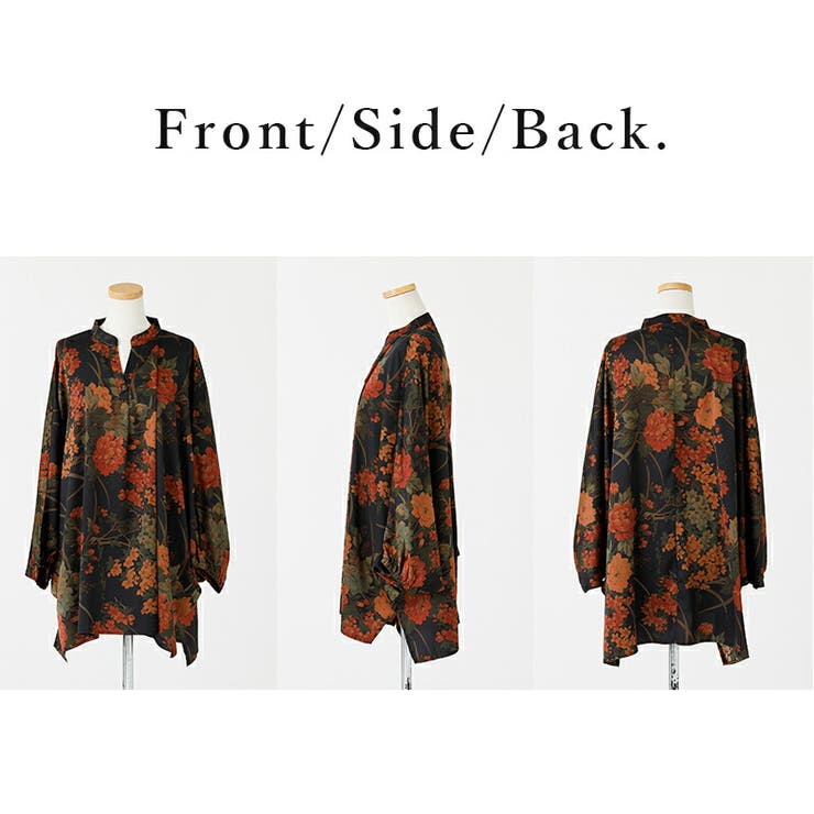 バンドカラースキッパー花柄プリントドルマンブラウス ブラウス レディース | and it  | 詳細画像10 