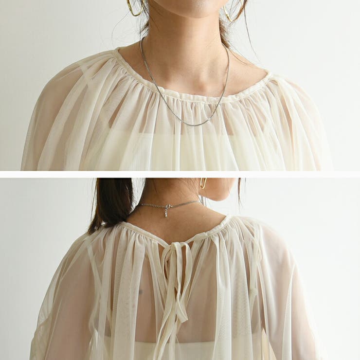 チュールレイヤードギャザーブラウス ブラウス レディース | and it  | 詳細画像14