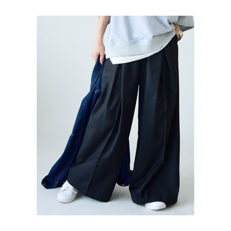 タックワイドパンツ パンツ レディース[品番：ZX000006754]｜and