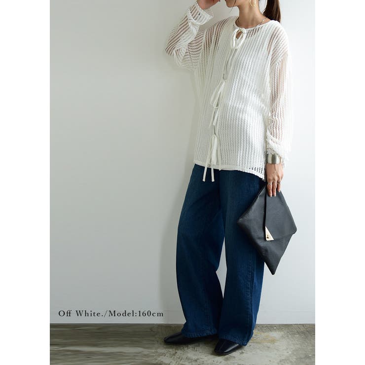 2wayストライプメッシュリボンカーディガン トップス レディース | and it  | 詳細画像8 