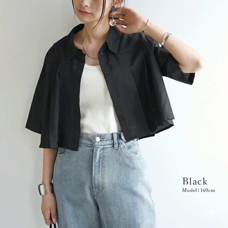 T Cブロードクロップドプリーツブラウス ブラウス | and it  | 詳細画像5 