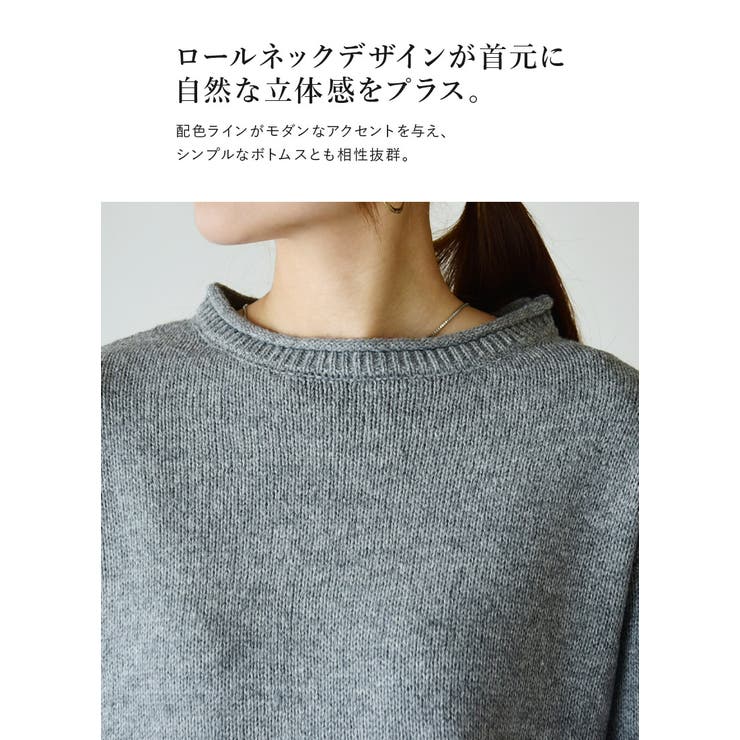 洗えるロールネック配色ニット ニット レディース | and it  | 詳細画像18 