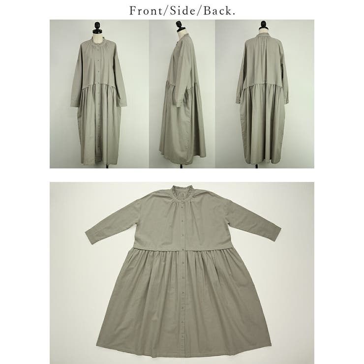 麻混フリルネックシャツワンピース ワンピース レディース長袖 | and it  | 詳細画像13 