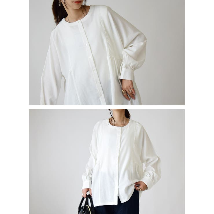 ネルフレア切替ノーカラーブラウス ブラウス レディース | and it  | 詳細画像8 