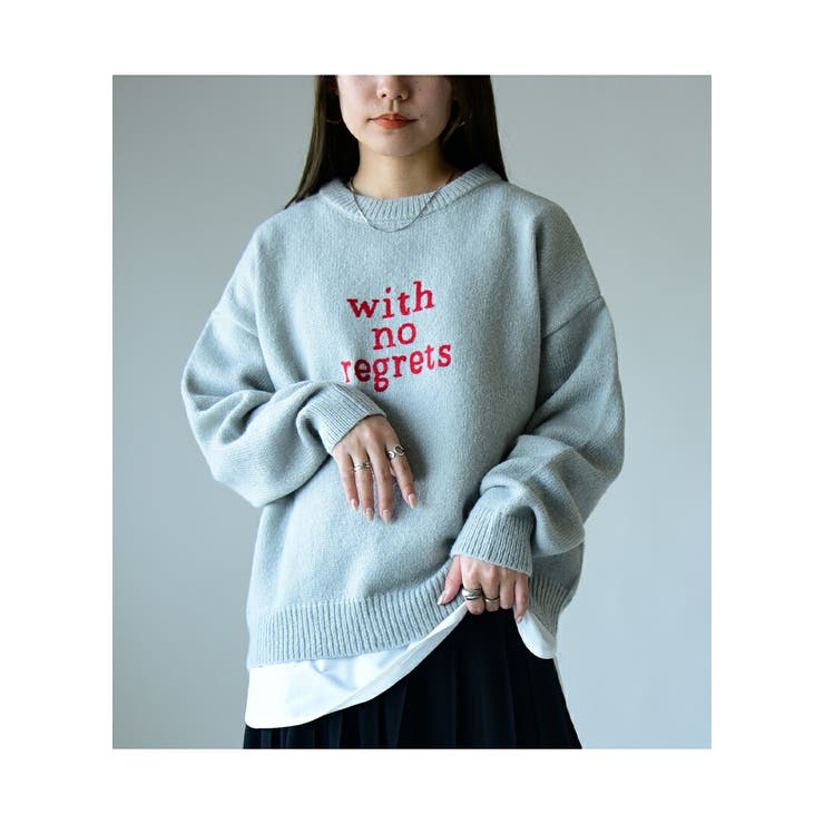 ロゴ刺繍ニットプルオーバー ニット レディーストップス[品番