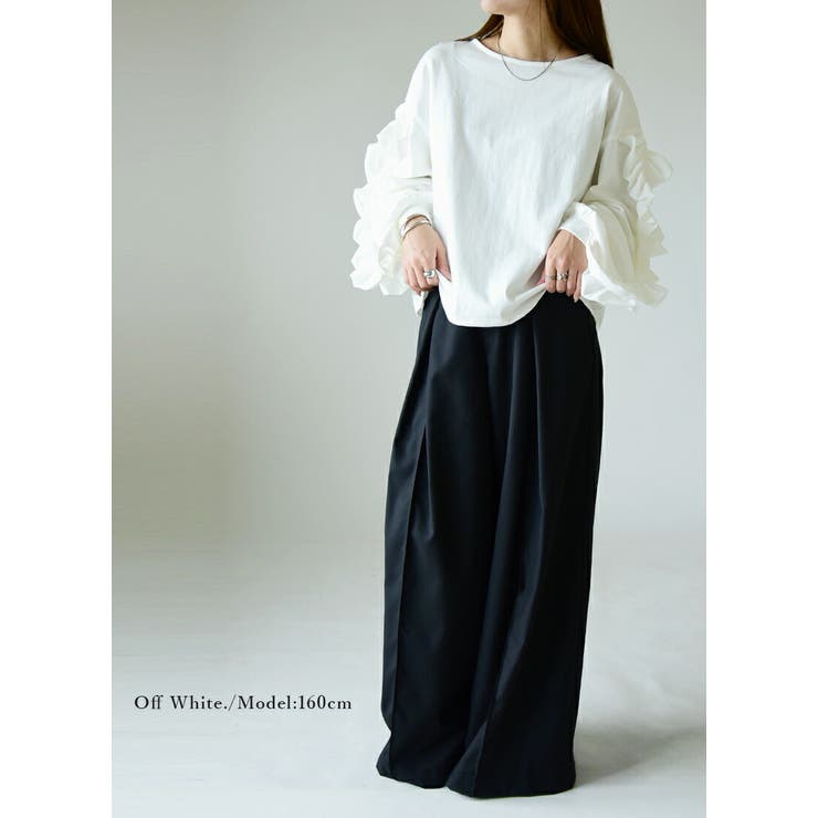 ボリュームフリルスリーブコットンカットソー カットソー レディース | and it  | 詳細画像7 