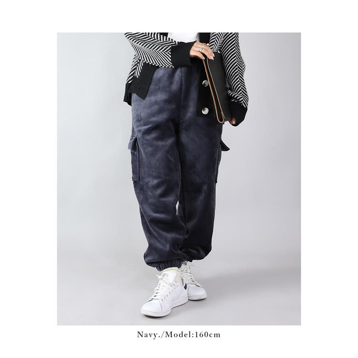日本に 裏ボアカーゴパンツ レディース[品番：ZX000006811]｜and パンツ パンツ