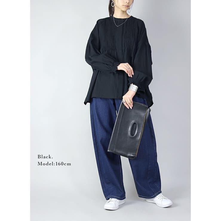 コットン長袖ピンタックブラウス ブラウス レディース[品番