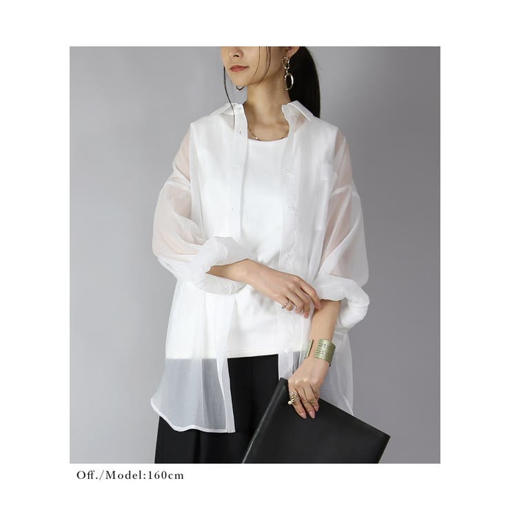 シアーオーバーシャツ シャツ レディース[品番:ZX000006854 シアーオーバーシャツ シャツ レディース[品番:ZX000006854