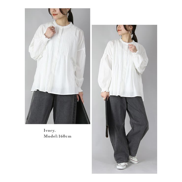 コットン長袖ピンタックブラウス シャツ ブラウス | and it  | 詳細画像5 