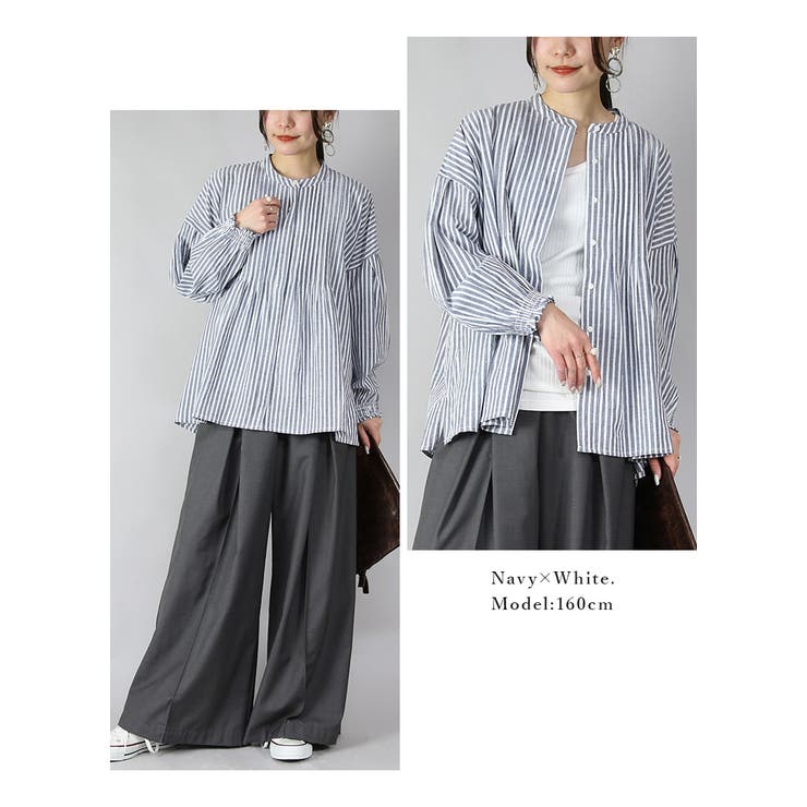 コットン長袖ピンタックブラウス シャツ ブラウス | and it  | 詳細画像9 