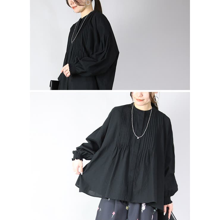 コットン長袖ピンタックブラウス シャツ ブラウス | and it  | 詳細画像10 