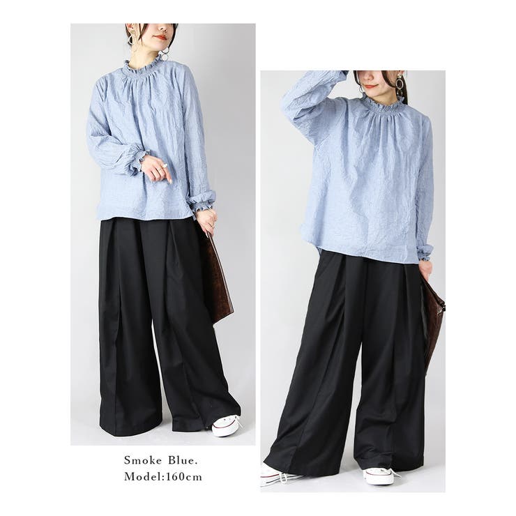 ブラウス レディース リップルシャーリングブラウス | and it  | 詳細画像5 