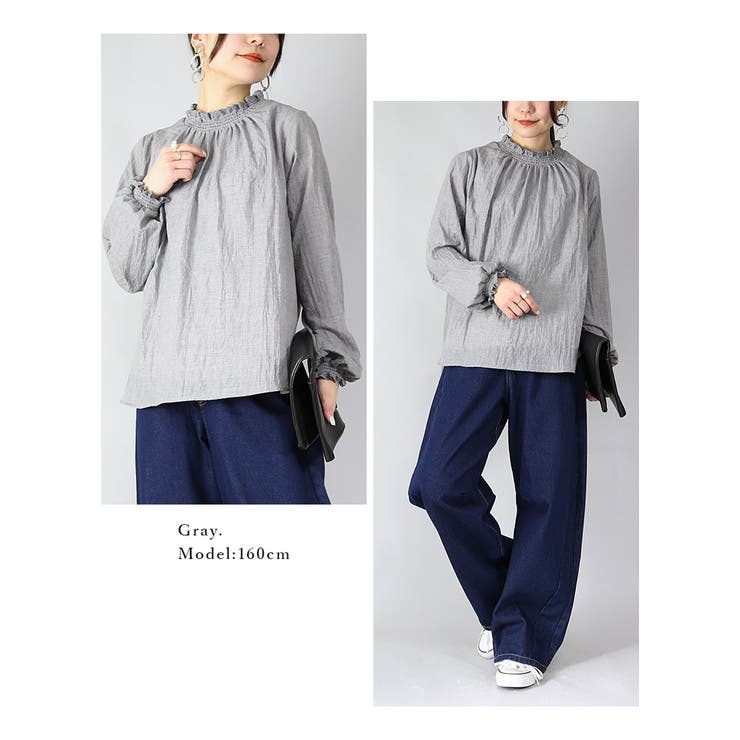 ブラウス レディース リップルシャーリングブラウス | and it  | 詳細画像7 