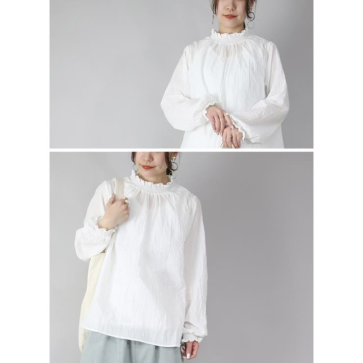 ブラウス レディース リップルシャーリングブラウス | and it  | 詳細画像8 