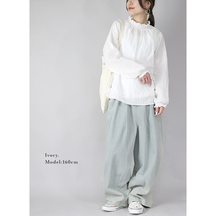 ブラウス レディース リップルシャーリングブラウス | and it  | 詳細画像9 