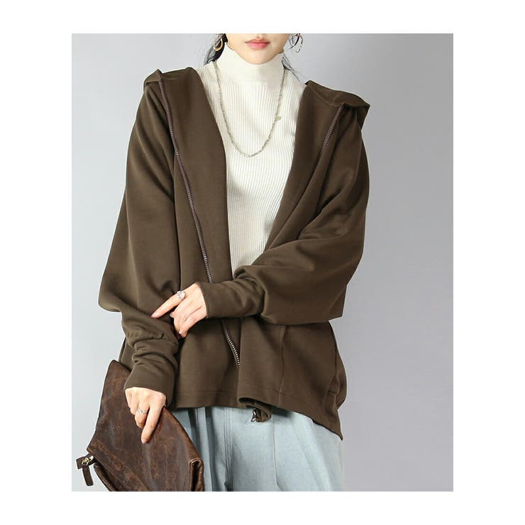 ダンボールニットゆったりこなれフルジップパーカー パーカー レディース | and it  | 詳細画像14