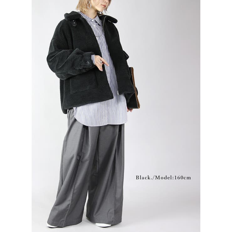 テディベアボアジップアップブルゾン トップス レディース | and it  | 詳細画像11 