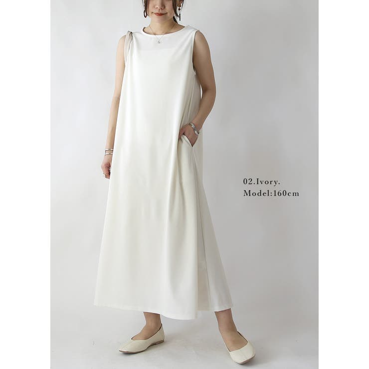 Aラインノースリーブワンピース ワンピース レディースふんわり | and it  | 詳細画像6 