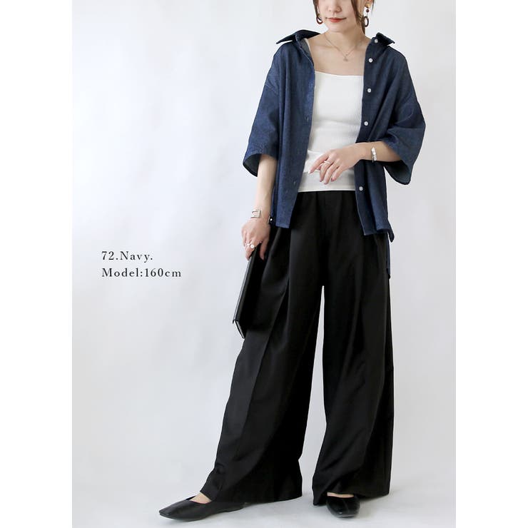 5分袖ワイドデニムブラウス ブラウス レディース | and it  | 詳細画像6 