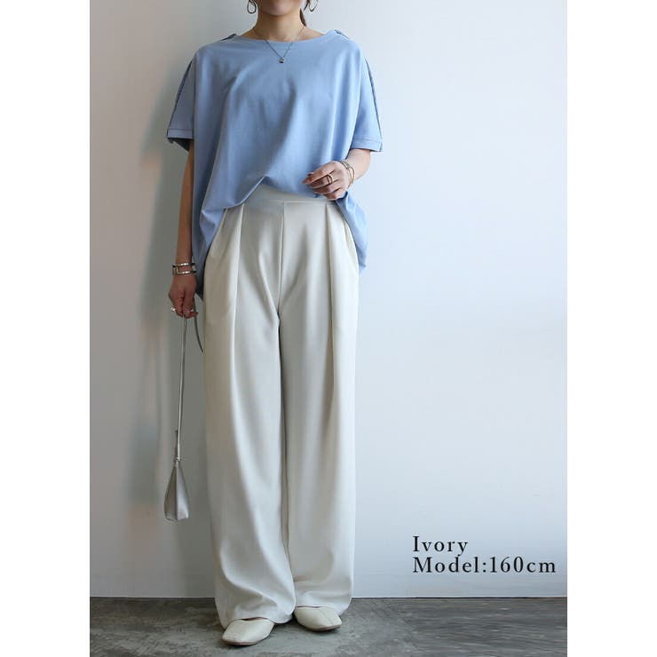 パンツ レディース ストレッチタックワイドパンツ | and it  | 詳細画像12 