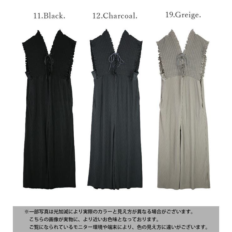 オールインワン レディース セルフカットプリーツレースアップオールインワン | and it  | 詳細画像2 