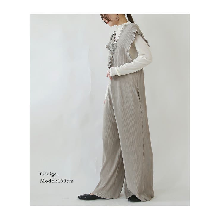 オールインワン レディース セルフカットプリーツレースアップオールインワン | and it  | 詳細画像11 