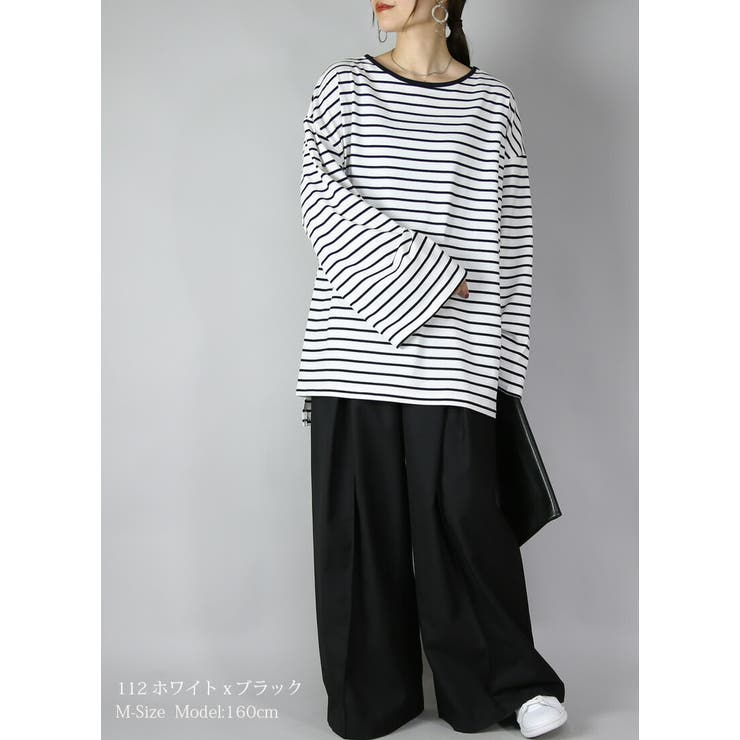 コネクト X オーバーサイズ P ストライプ 長袖 ドロップショルダー T