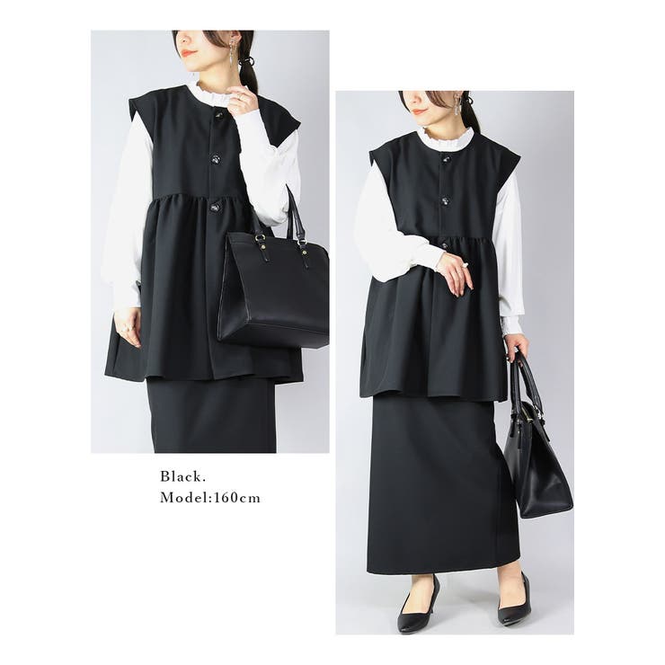 ウエストギャザー切替ベスト トップス レディース | and it  | 詳細画像7 