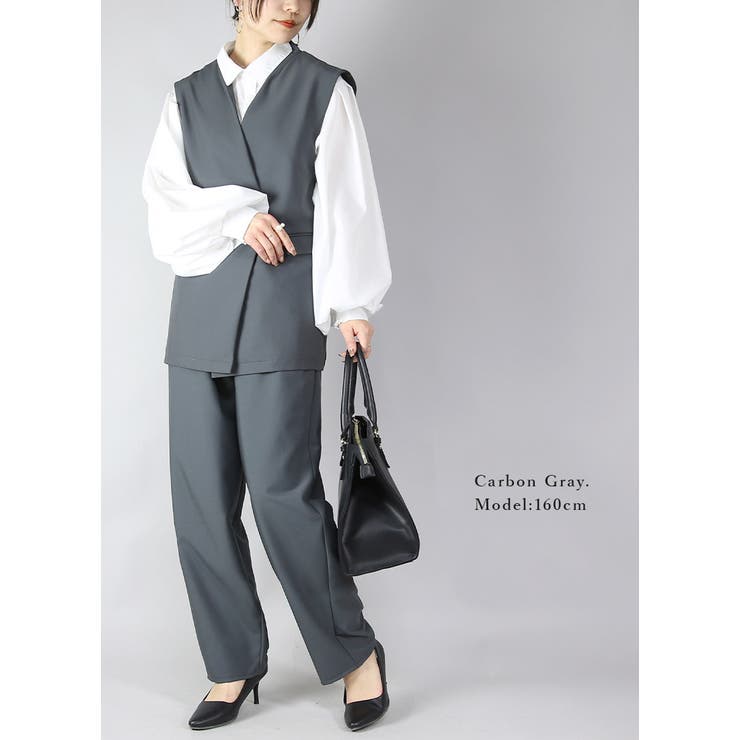 Vネックダブルボタンフラップポケットベスト トップス レディース | and it  | 詳細画像7 