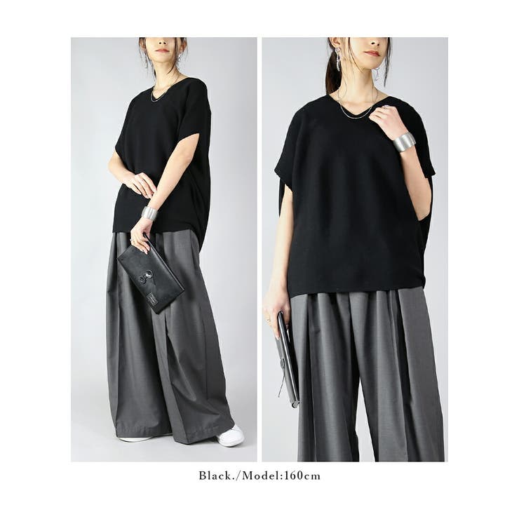 コクーンコットンニット 無地 Vネック | and it  | 詳細画像11 